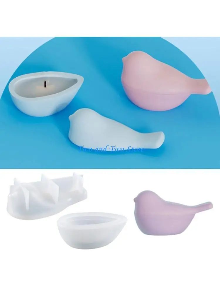 HX6F Easy Release Silicone Mold for Crafting Holder Bird Shaped Gypsum Candlestick Base Mold Jewelry Making Tool