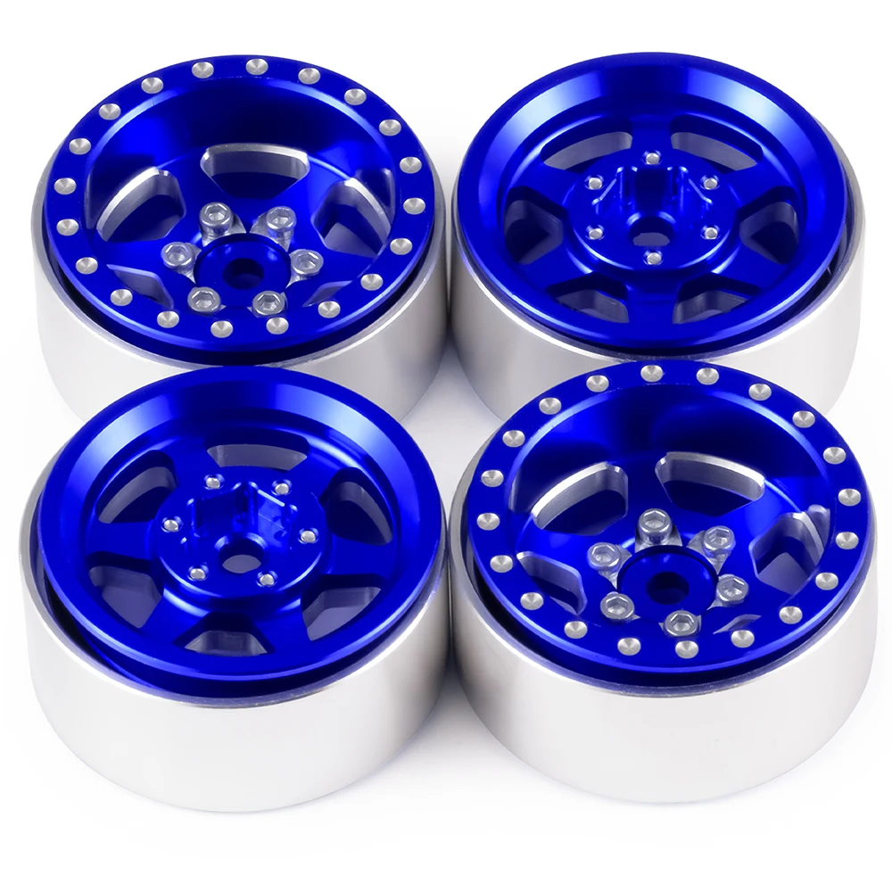 AXSPEED 4Pcs Aluminum Alloy 1.0 Beadlock Wheel Rim Wheels Hubs for 1/24 Axial SCX24 AX24 FCX24 FMS 1/18 TRX4M Upgrade Parts