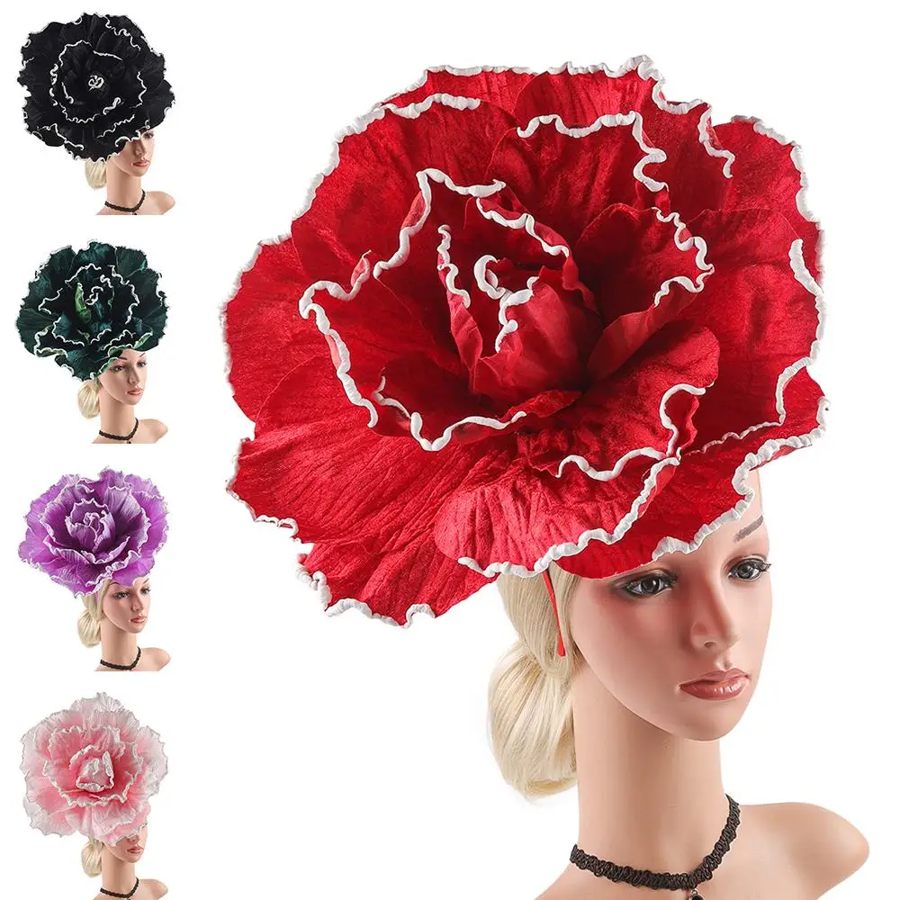 

Elegant Large Flower Fascinator Exaggerated Floral Hair Accessory Oversized Bold Headband and Clip for Women