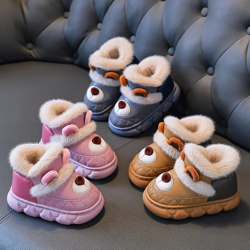 2026 Winter New Boys' Cotton Shoes Comfort Anti Slip Children's Home Shoes Cute Versatile Girls' Ankle Boots Zapatos De Niña