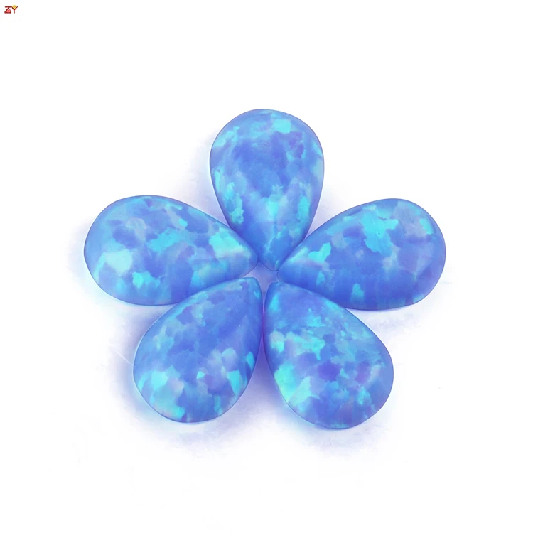 

Water Blue Gemstone Pear Cabochon Flat Bottom Synthetic Opal OP06