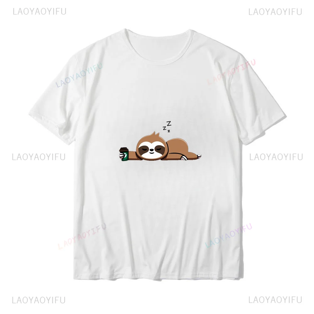 Sleeping sloth Cute print pattern Fashion Harajuku casual trend Summer everyday men women universal short-sleeved T-shirt