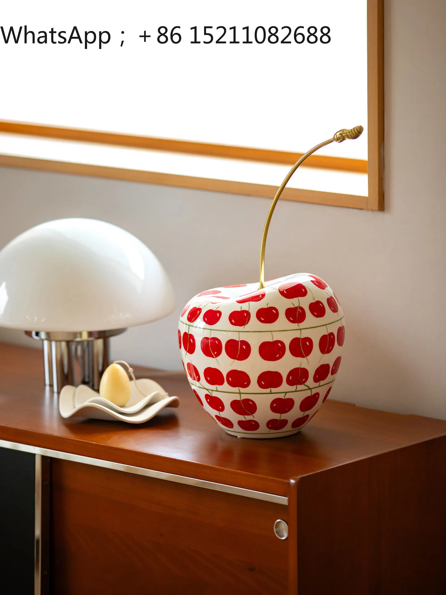 LLY Cherry Ceramic Hand Painted Desktop Creative Ornament Living Room Entrance Cabinet Housewarming Ceremony