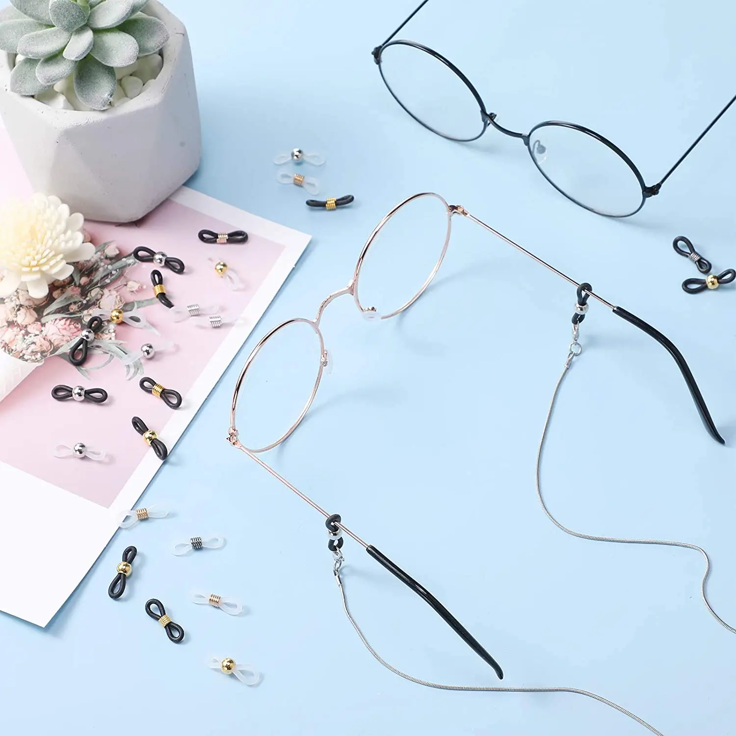 40-80pcs Ear Hook Eyeglasses Spectacles Chain Glasses Retainer End Rope Sunglasses Cord Holder Strap Retainer End Loop Connector