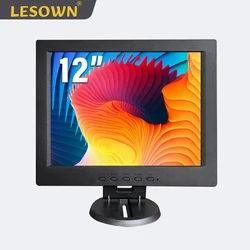 LESOWN 1366x768 IPS Industrial Display 12 inch LCD Screen VGA HDMI AV Input 4:3 VESA Field Video Assist Monitor for DSLR Camera