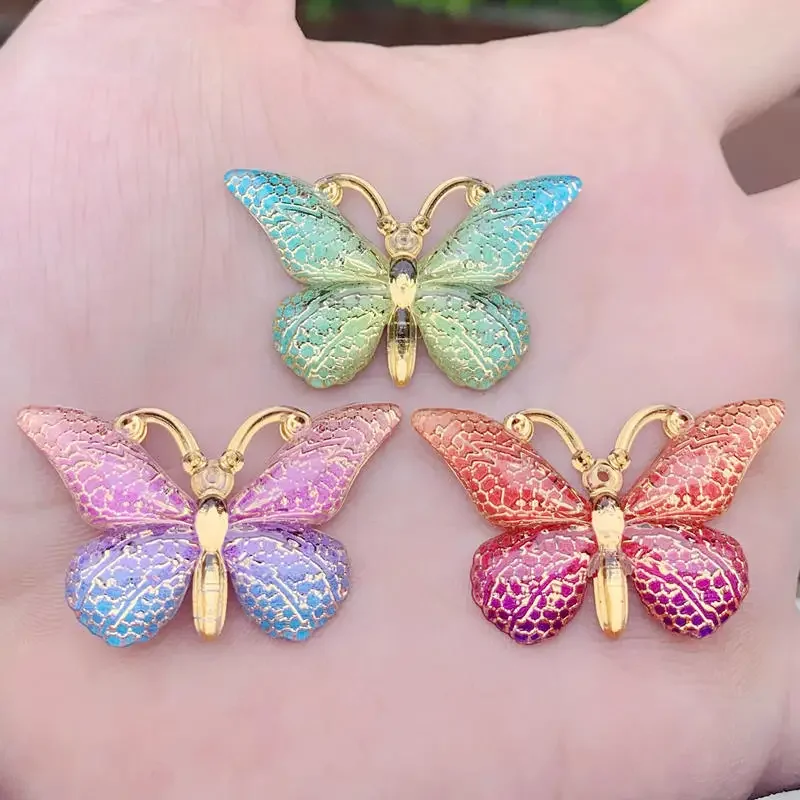 DIY 10pcs 23*38mm Colorful Butterfly Flat back Rhinestone and Appliques DIY Wedding scrapbook Accessories -B27