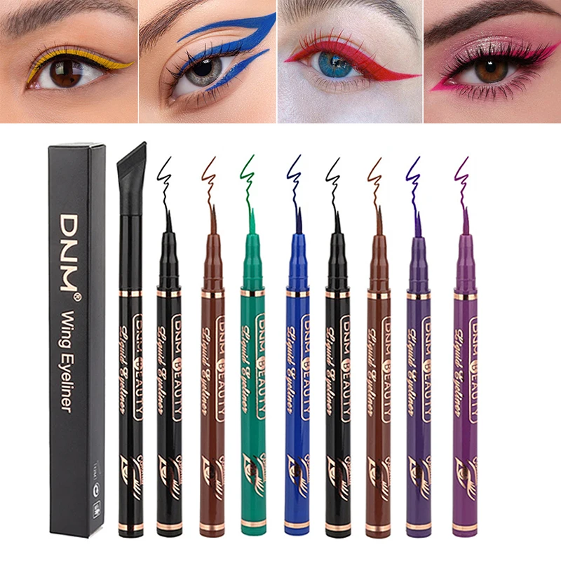 12 Color 2 In1 Winged Tail Color Liquid Eyeliner Pencil Lasting Sweatproof Not Easy To Faint Matte Quick-Drying Eyeliner Makeup