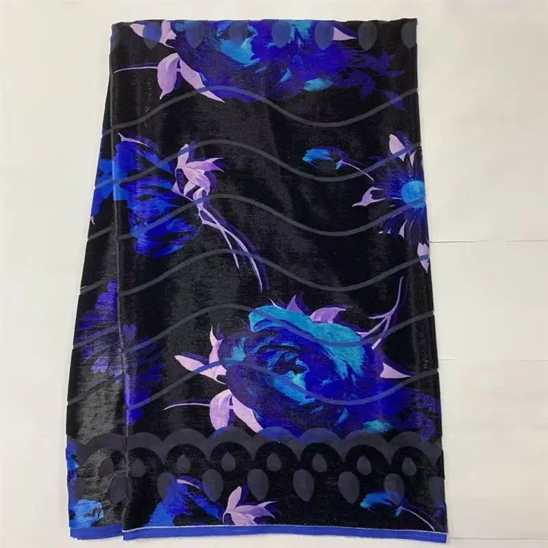 

5 Yards african velvet fabric 2023 high quality Embroidery Pprinted Velvet Silk Fabric Sewing Textile Material .L3.27