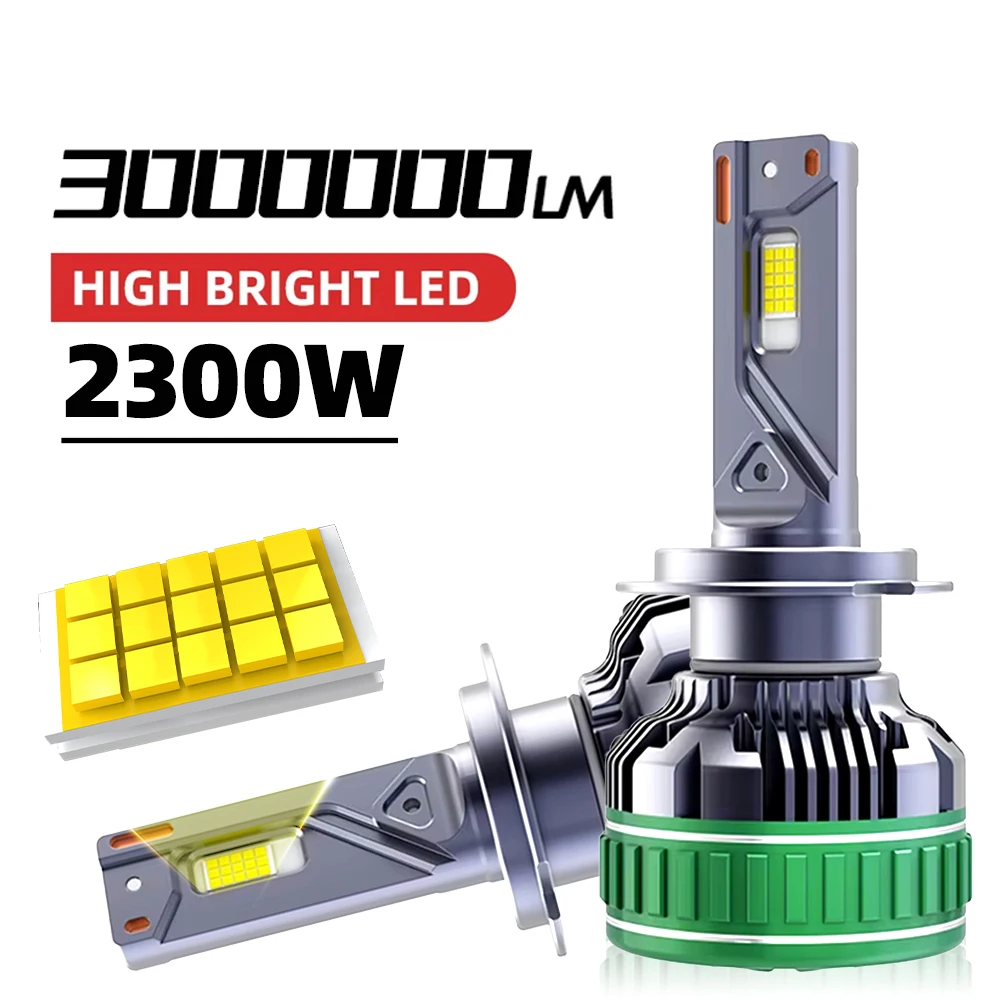 2300W Car LED Headlight H7 H4 H11 LED Headlamp High Power Canbus H1 H8 H9 9005 HB3 9006 HB4 Turbo Lamp 6000K Car Light 12V 24V