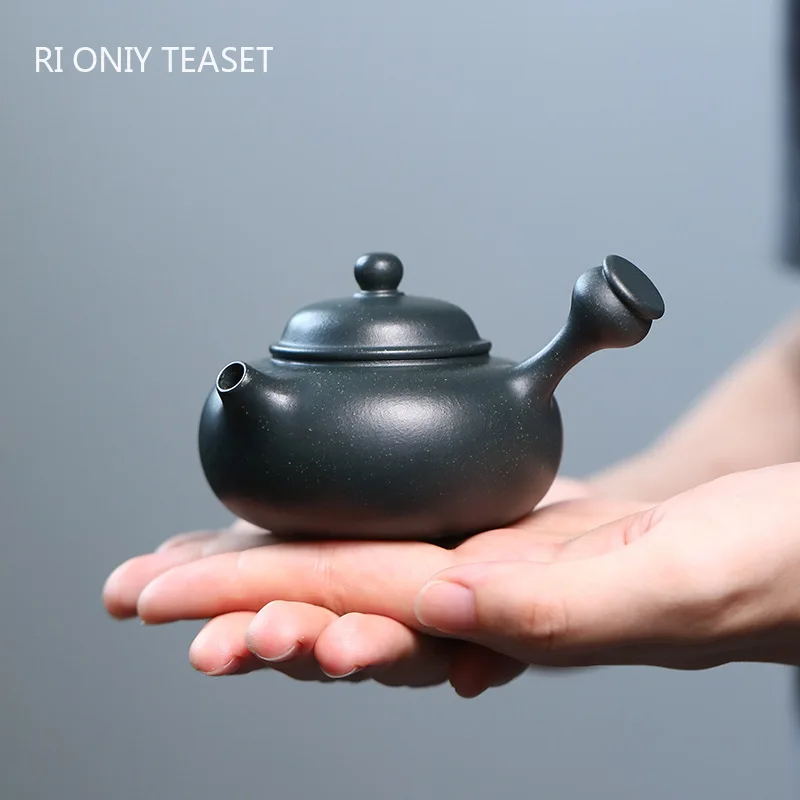 

80ml Chinese Yixing Purple Clay Teapots Handmade Zisha Kettle Small Capacity Side Handle Tea Pot Household Tea Set Teaware