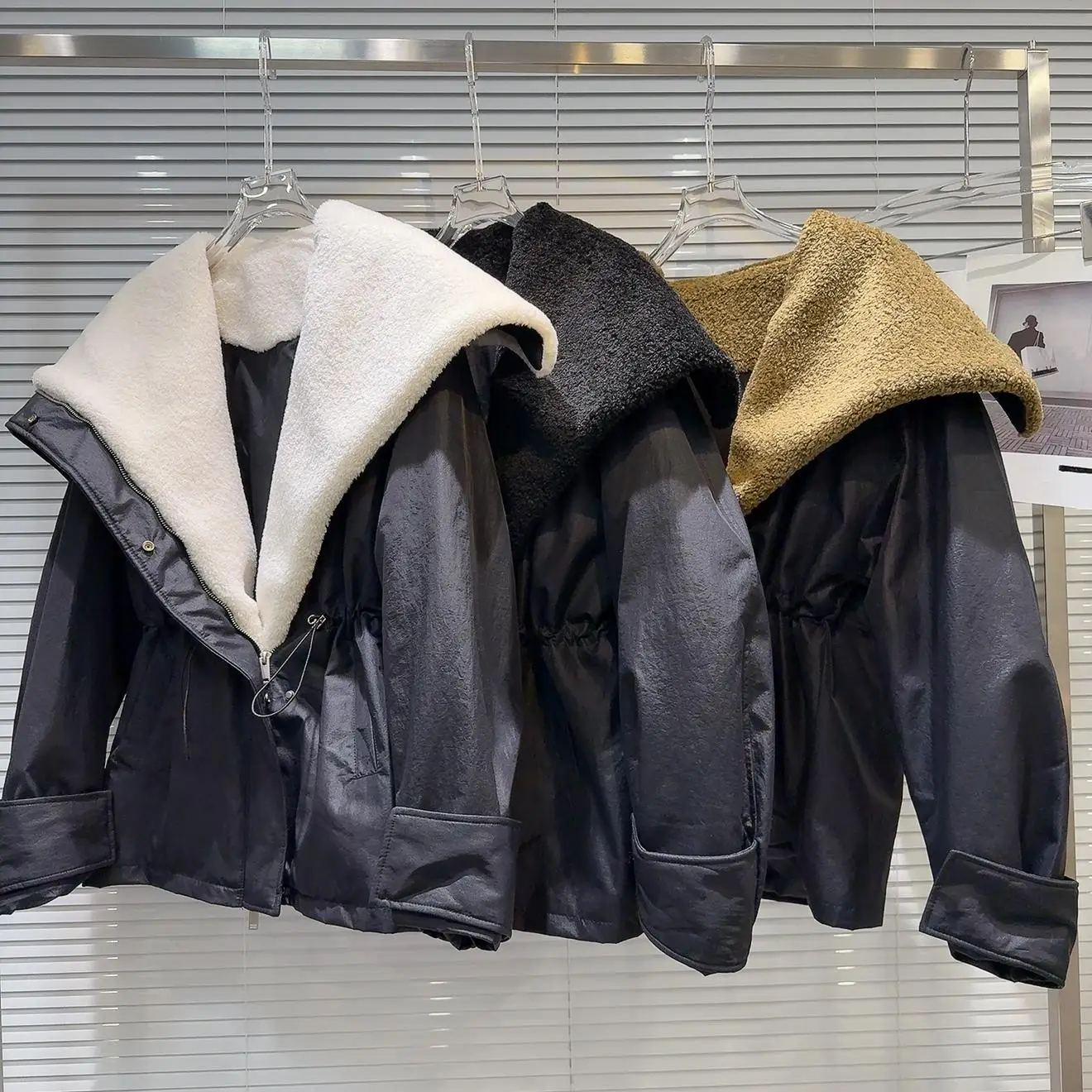 

Модное зимнее новое хлопковое пальто Fce с воротником-стойкой и завязками на талии Jaet Street Sle Thiened Long Sve средней длины