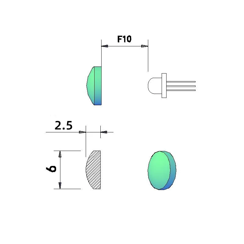 Diametro 6mm lente di messa a fuoco Laser di alta qualità F10 lunghezza focale macchina da taglio per lenti a condensatore lente per modulo Laser in