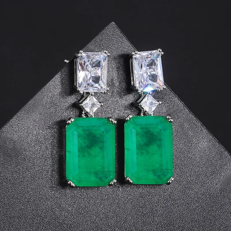 JitDoo Elegant Blue Stone Dangle Earrings Women's Wedding Party Ear Accessories Anniversary Gift New Trendy Luxury Jewelry Bulk
