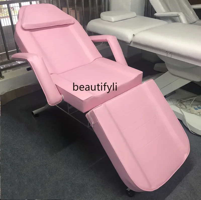 Three-fold beauty bed foldable lifting tattoo embroidery bed iron frame, physiotherapy bed