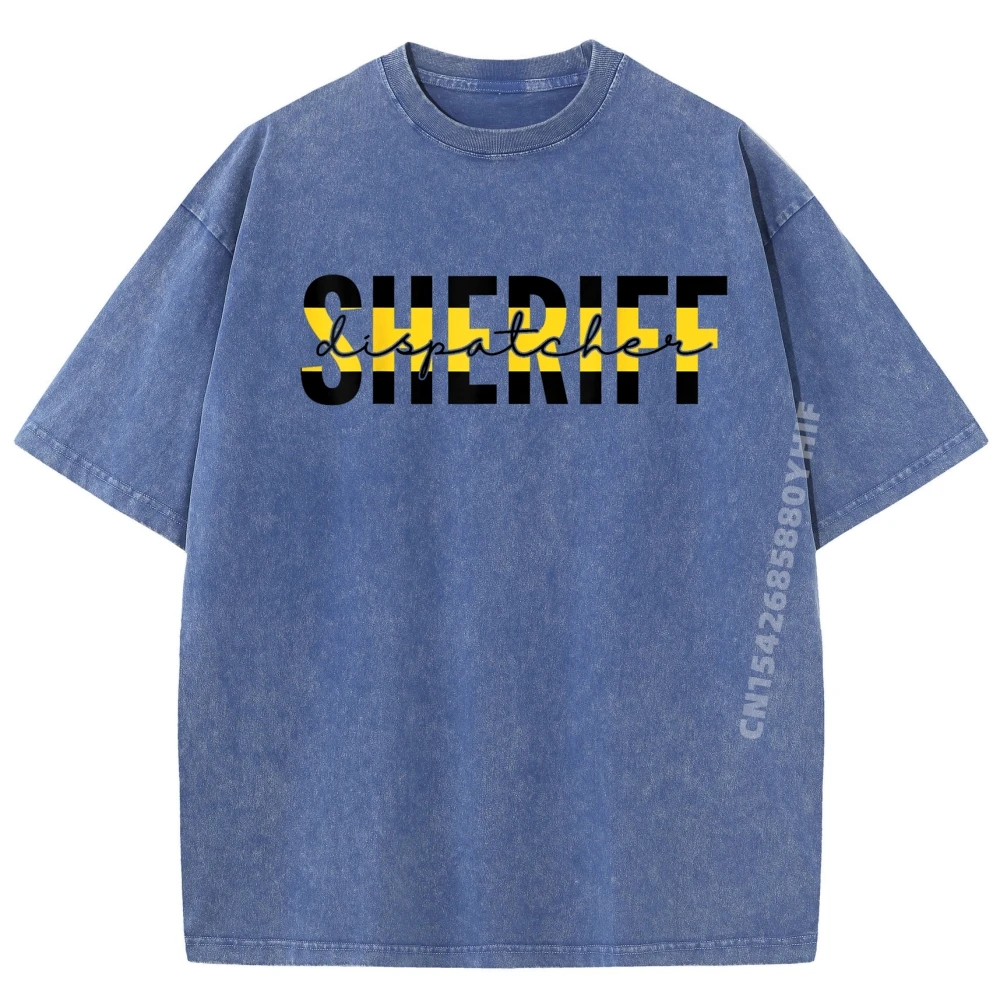 

Proud Sheriff Dispatcher Thin Gold Line Dispatch Brand Clothing Mens Cotton Comfort Washed Shirt Men Gift