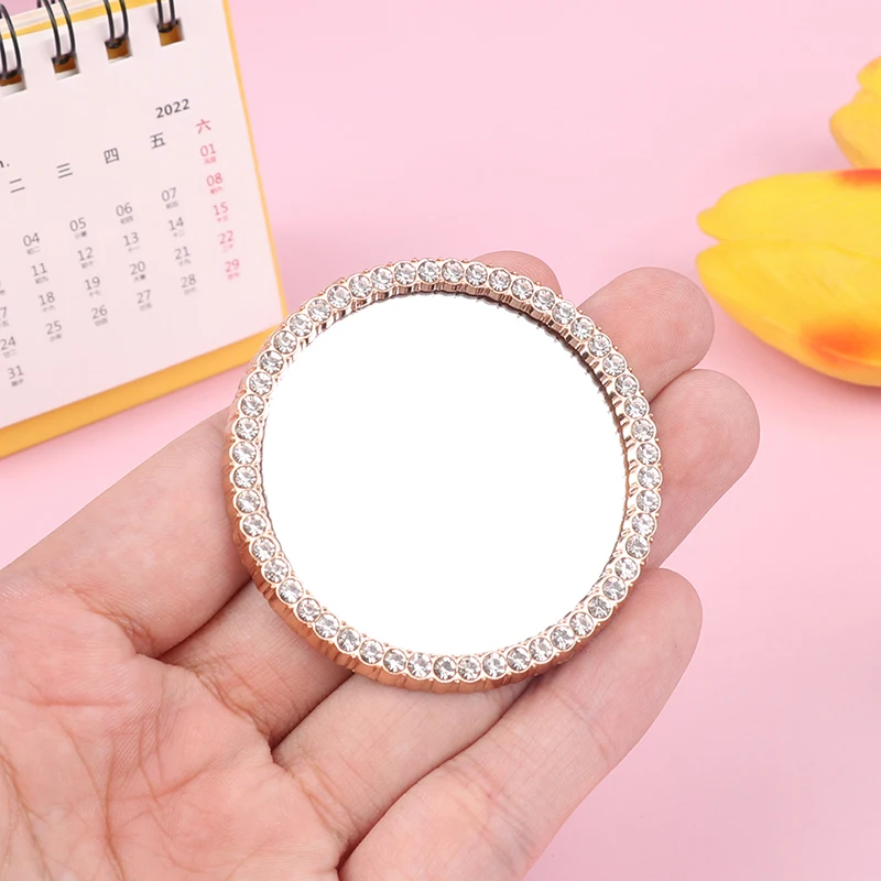 New 1/6 1/12 INS Dollhouse Mini Accessories Furniture Round 3D Diamond Makeup Mirror Furniture Model Beautiful Handmade Mini Toy