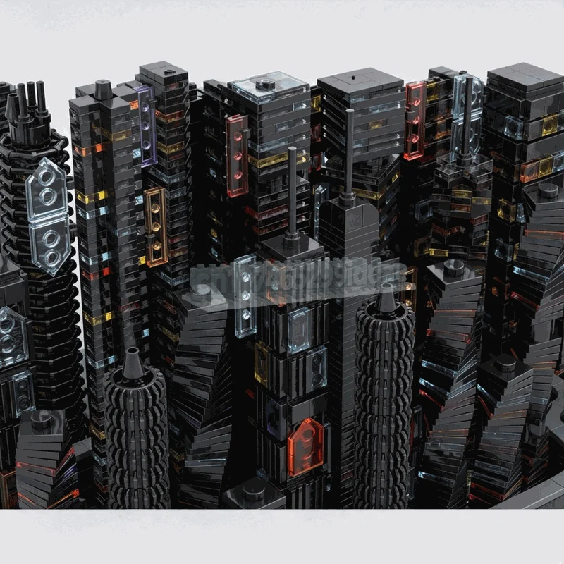 NEW 6014PCS Futuristic Neon Micro City Building Blocks Dark Skyline Architecture Model Creative Assembly Display Collection Gift