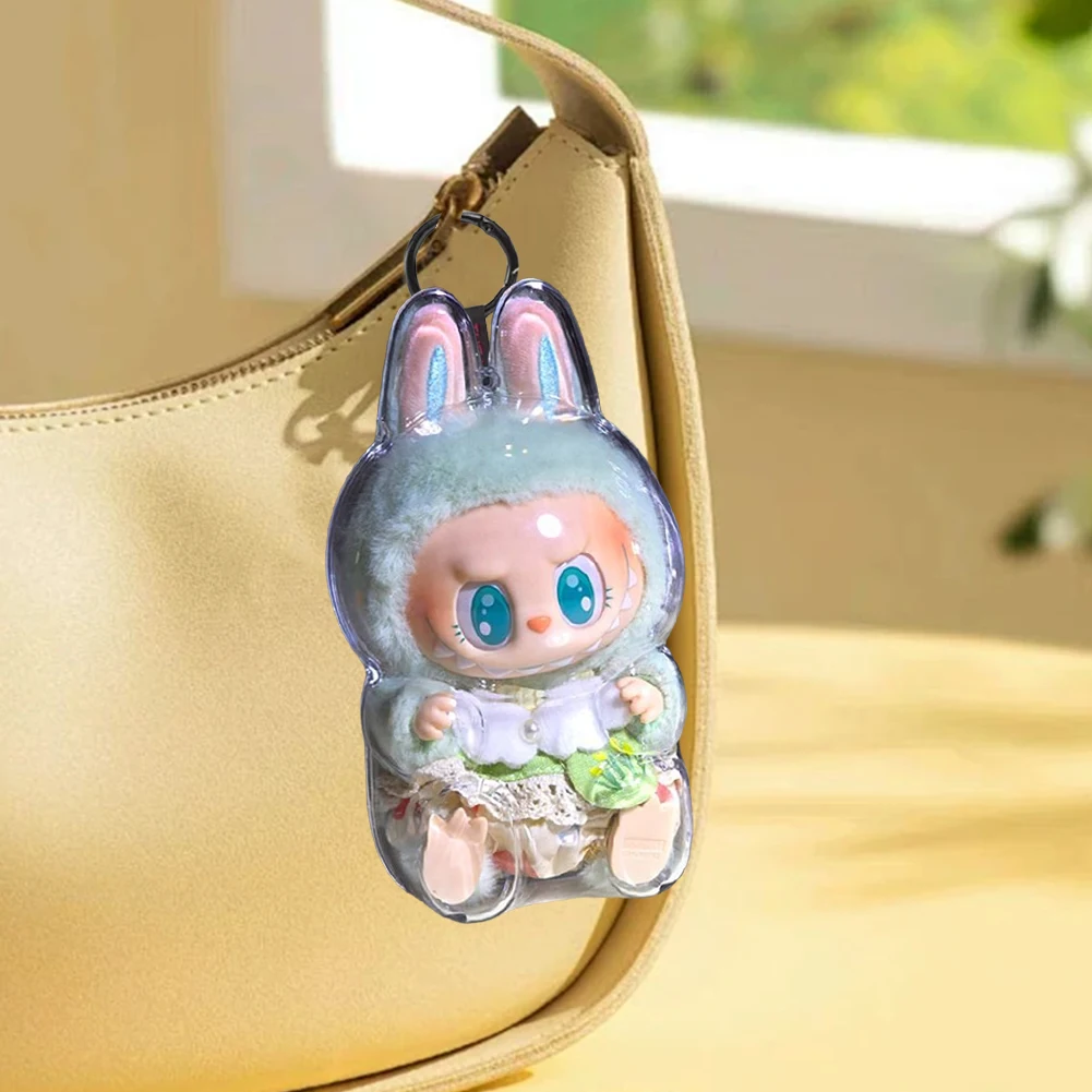 For Labubu V1 V2 Transparent Protective Cover Dustproof Hanging Plush Doll Bag Monster Toy Elf Doll Storage Box Display Cover image 5