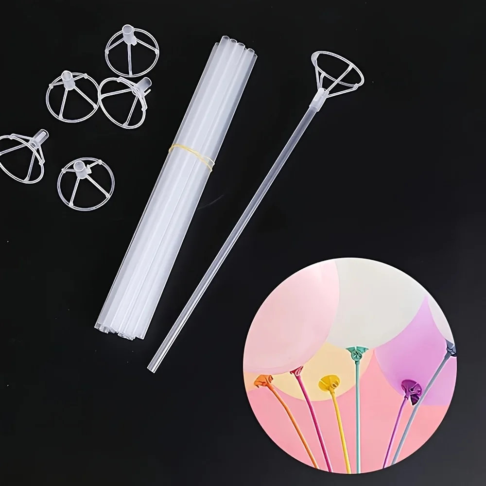20pcs 27.56'' Clear Bobo Balloon Stick Holders with Cup Tops - Perfect for DIY Arch Kits, Party & Event Decorations view 2
