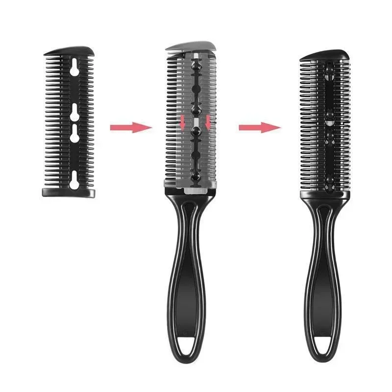 1pc Hair Cutting Comb Hair Brushes with Razor Blades Hair Trimmer Cutting Thinning Tool Professional Styling Barber Cutter