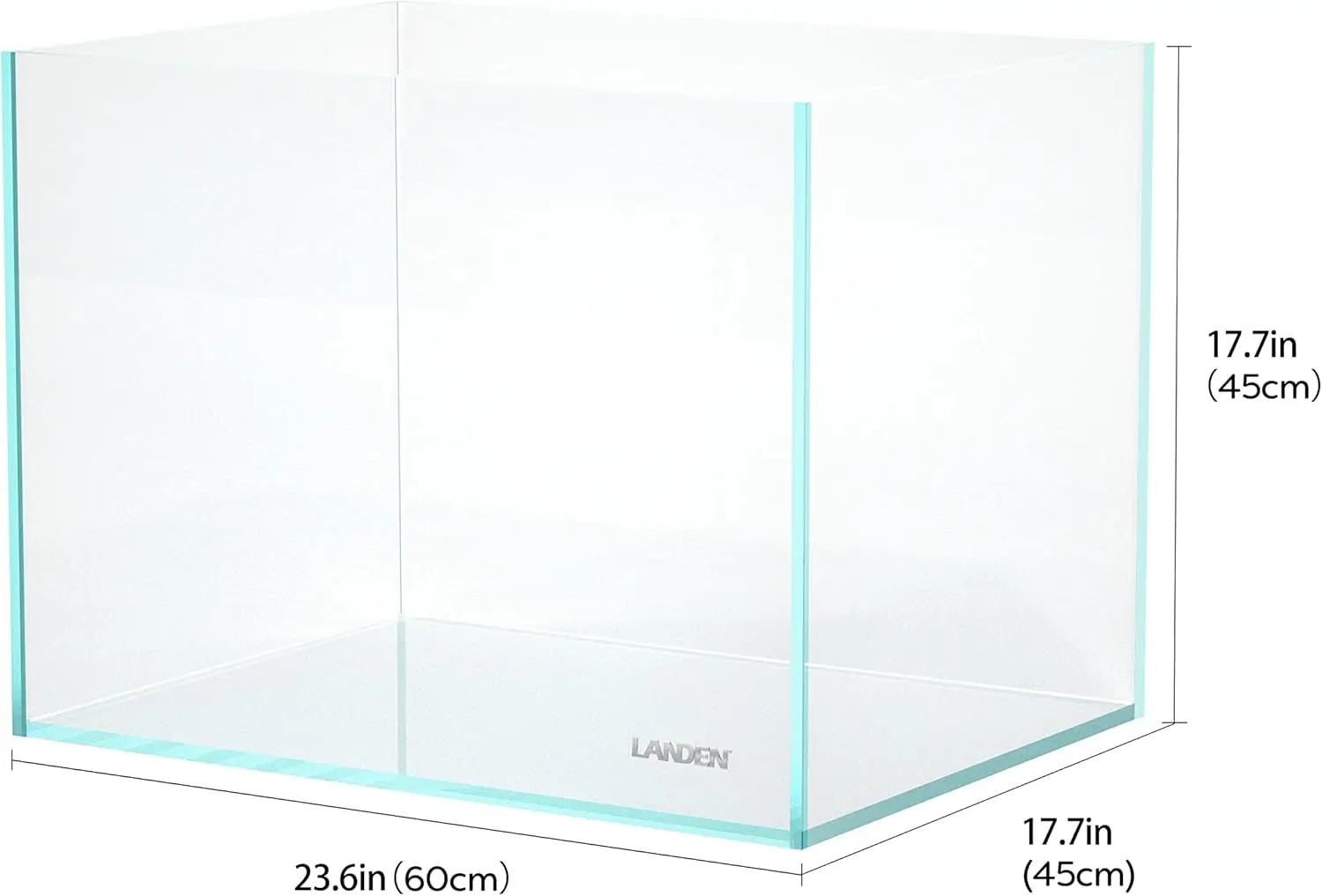 Landen 60H 30 Gallon Rimless Low Iron Aquarium Tank, 23.6