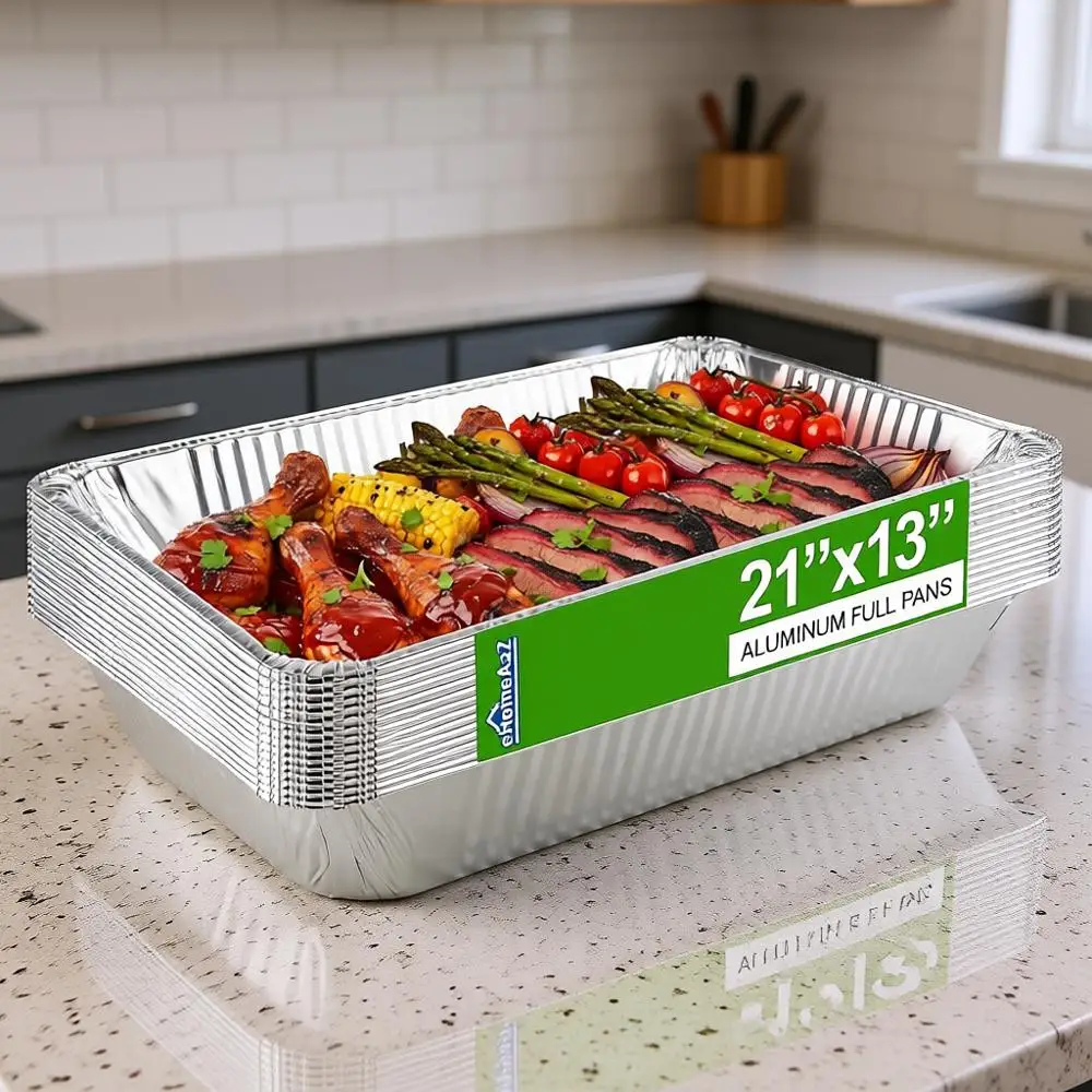 

Large Disposable Deep Oil-Proof Steam Table Pans, 21 x 13 x 3 (15)