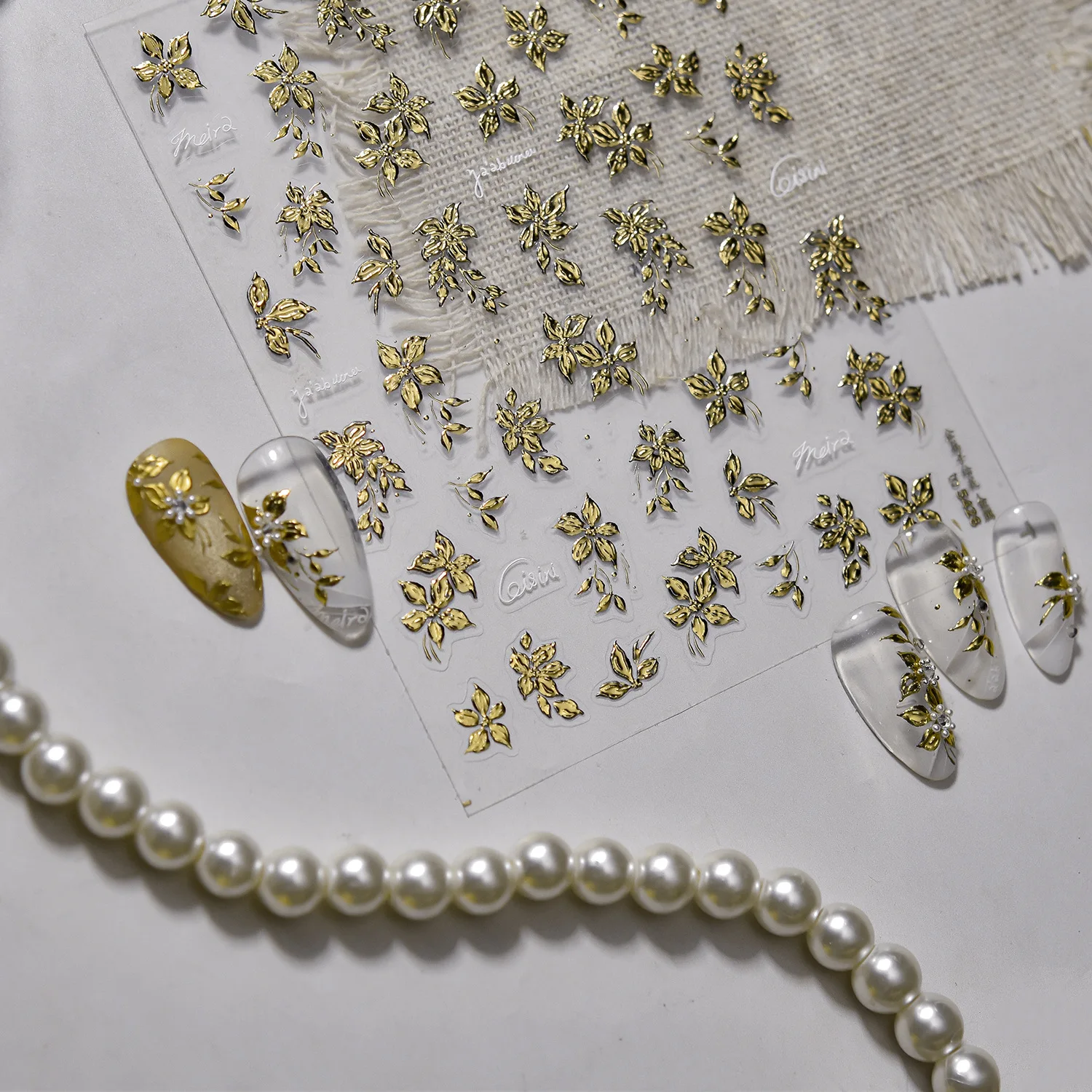 Autocollants pour ongles en forme de fleur en métal, élégants, luxueux, doré, argent, feuille d'or, fleur, décorations pour ongles, autocollants adhésifs DIY