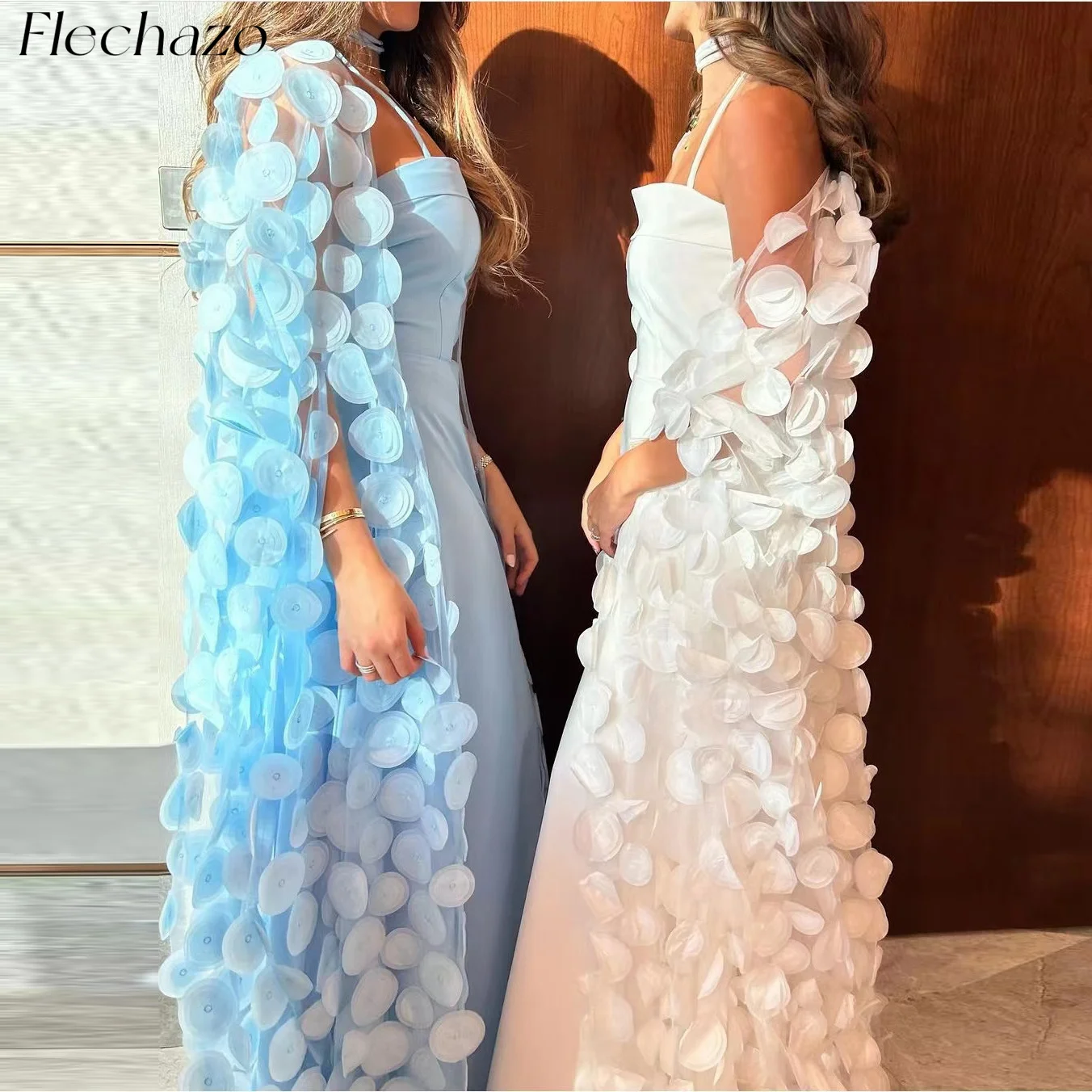 

Flechazo Prom Dresses Halter Neck Two Piece Applique Cape Formal Occasion Dress For Women 2024 vestidos فساتين سهره فاخره