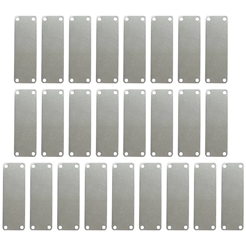 25 Pack Stainless Steel Engraving Blank Tags Rectangle Stamping Blanks with 4 Holes 1Inchx3Inch