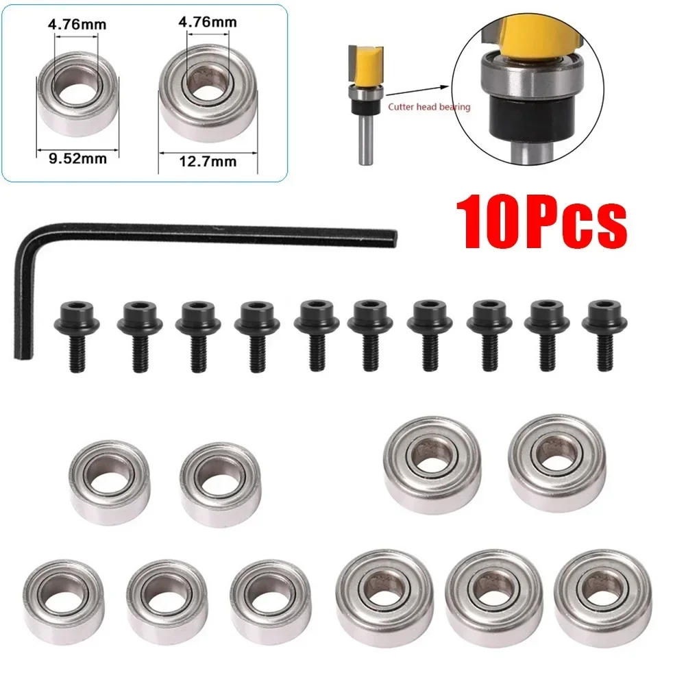 

10pcs Router Bits Top Mounted Ball Bearings Guide For Router Bit Bearing Milling Cutter Heads Repairing Replacement Accessory