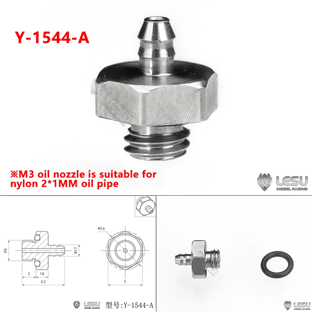 LESU Y-1544-A Metal stainless steel precision straight through M3 nozzle parts suitable for nylon 2*1MM size hydraulic oil pipe