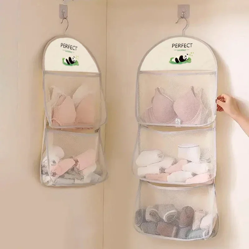 Underwear Storage Bag Wall Hanging Breathable Mesh Bag Socks Storage Bag Wardrobe Organizer Toy Doll Storage Bag