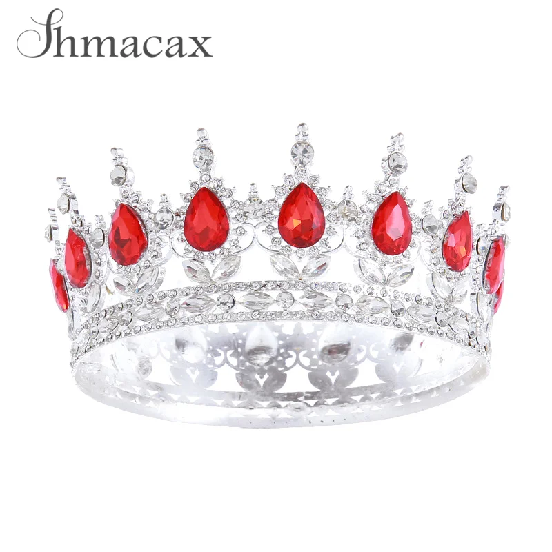 European Cross-border Baroque Round Tiara Alloy Tiara Internet Celebrity Birthday Tiara 18th Mitzvah Tiara Queen