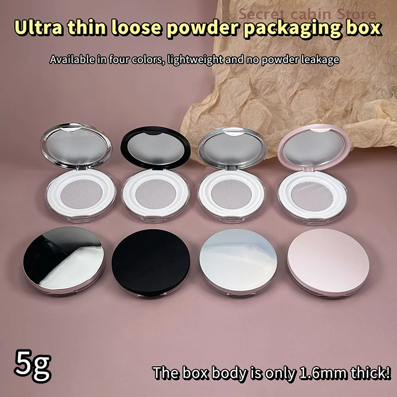 5g Ultra-thin Plastic Loose Powder Box Powder Sifter Container With Puff Mirror Portable Cosmetic Pot DIY Travel Makeup Jar