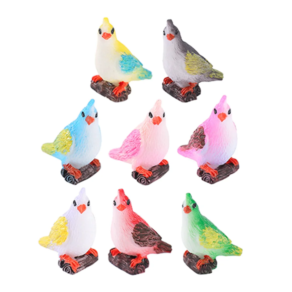 

10 Pcs Parrot Ornaments Adorable Mini Figure Miniature Figurine Resin Bird Garden Yard Lawn Fake Birds Micro Landscape