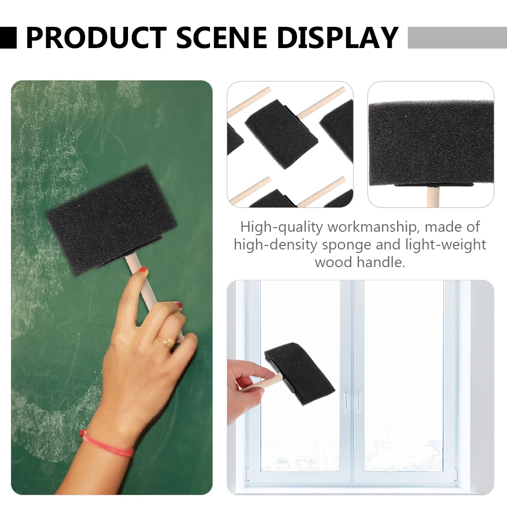 

10pcs Wood Handle Sponge Brush High-Density Reusable Bevel Tipped For Painting Staining Varnishes Art Projects Drawing Graffiti