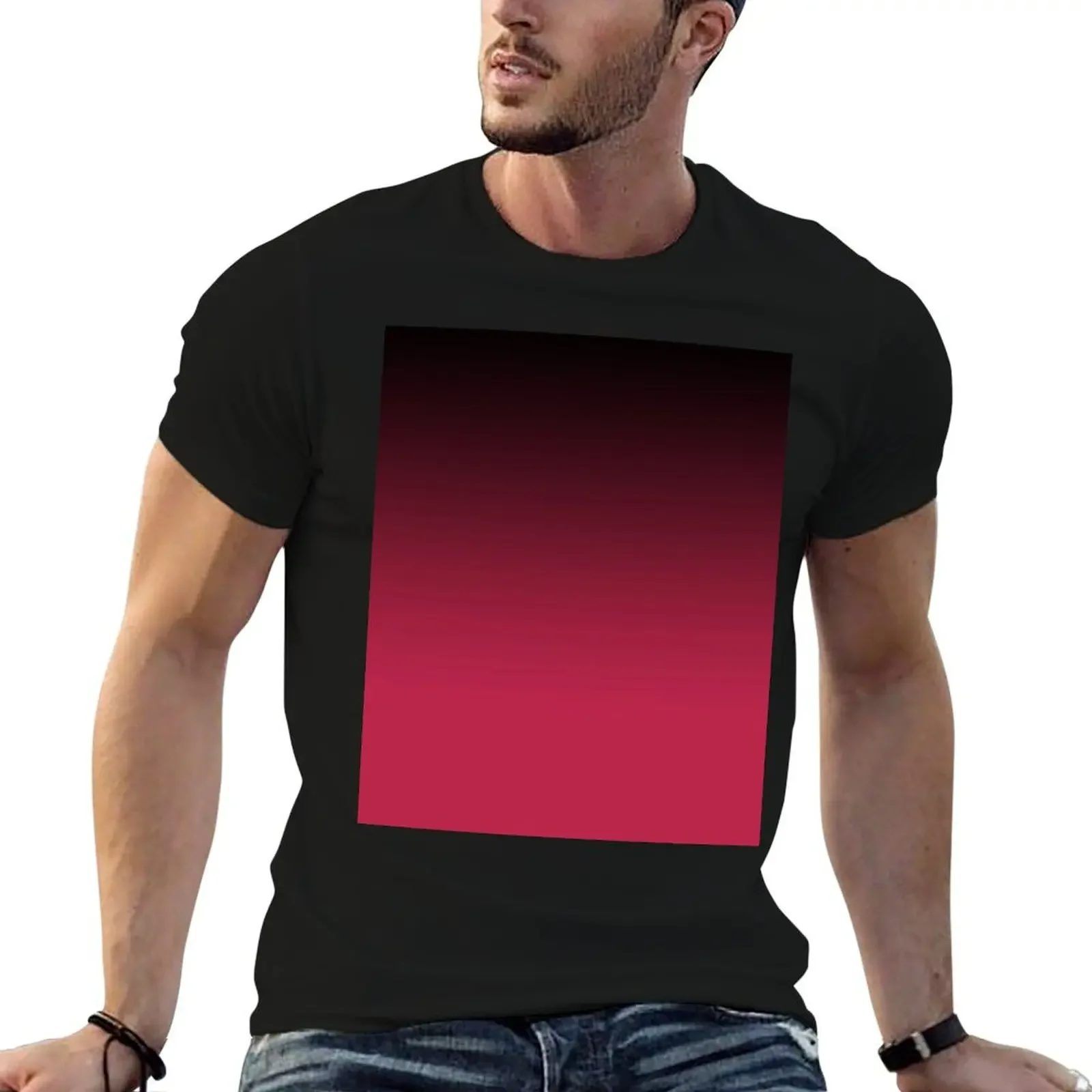 COLOR OF THE YEAR 2023 VIVA MAGENTA - OMBRE GRADIENT PATTERN WITH BLACK T-Shirt shirts graphic tshirts for men