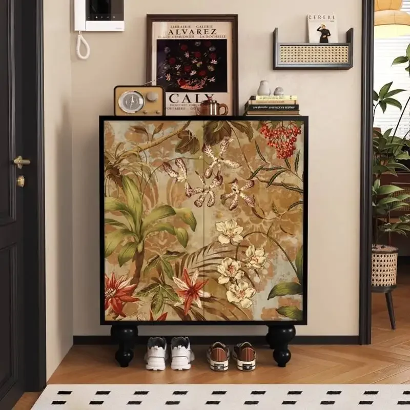 Yellow Quality Shoe Cabinet Vintage Display Cheap Space Saving Shoe Cabinet Entryway Wooden Luxury Sapateira Furniture For Home