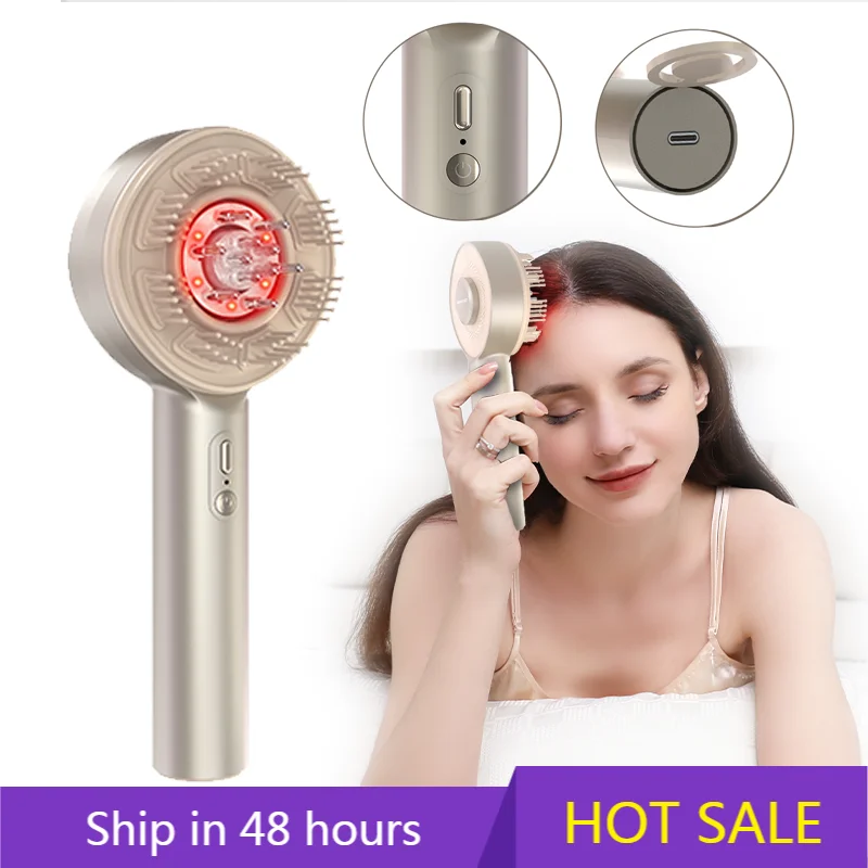 

YTYIN Red Light Microcurrent Straightener Comb Vibrating Scalp Massage Brush
