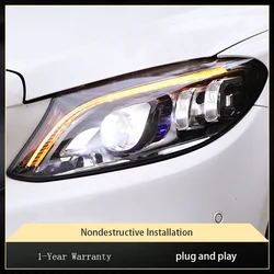 Headlights For Benz W205 C180 C200 C260 C300 2015-2021 Assembly Upgrade Projector Lens DRL Bi Xenon Front Lamp Accessories