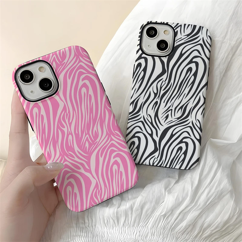 Artistic Fashion Tiger Stripe Pattern Phone Case For iphone 15 14 13 Pro Max Acrylic Fundas Two Color Hard Back Protective Shell