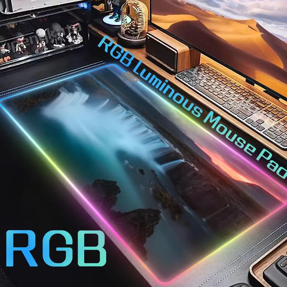

Очень большой коврик для мыши RGB в тропическом пляже — настольный коврик с яркими ладонями и бирюзовыми водой, нескользящая резиновая основа