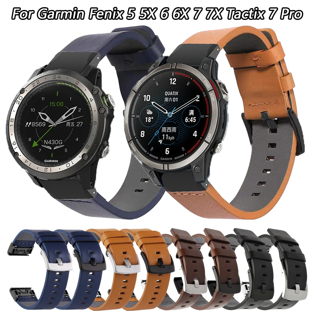 

Быстросъемный кожаный браслет для Garmin Fenix 5 5XPlus 6 6X 7 7XPor Fenix 1 2 3 touchs62 Tactical x 7Pro epix Pro 47 мм, 22 26 мм