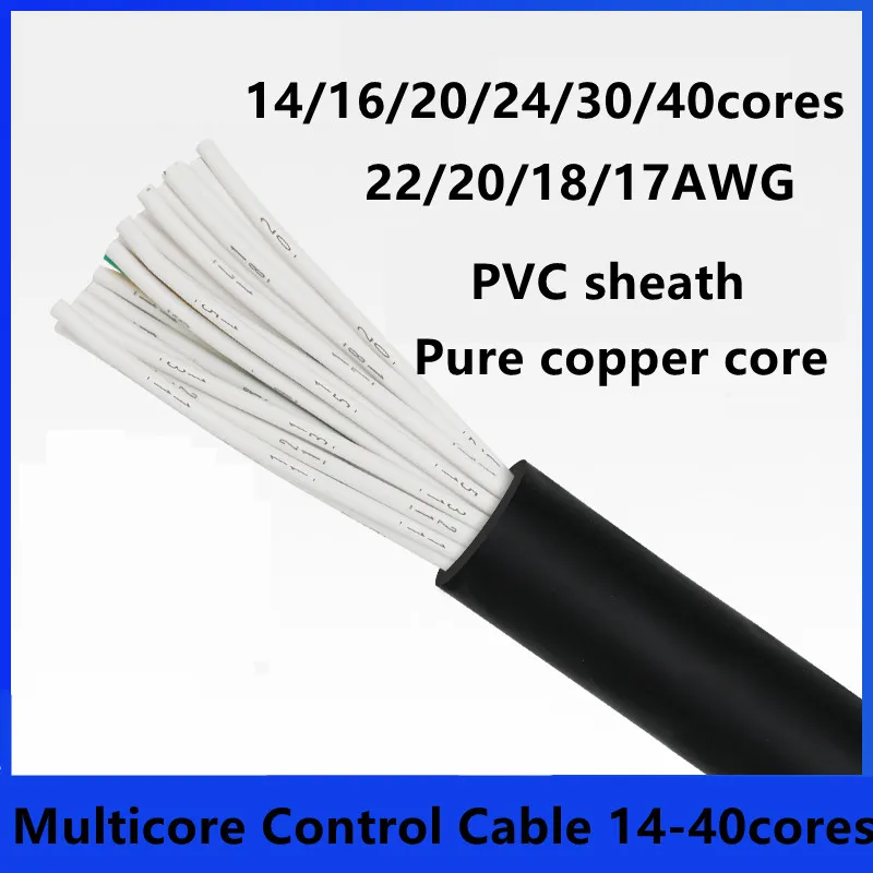 Imagem -02 - Awg-pvc Cabo Fio 16 24 20 30 40 Núcleo Cobre Puro Cabo Condutor Fio de Sinal 15 17 18 20 22 Awg Controle Fio Flexível