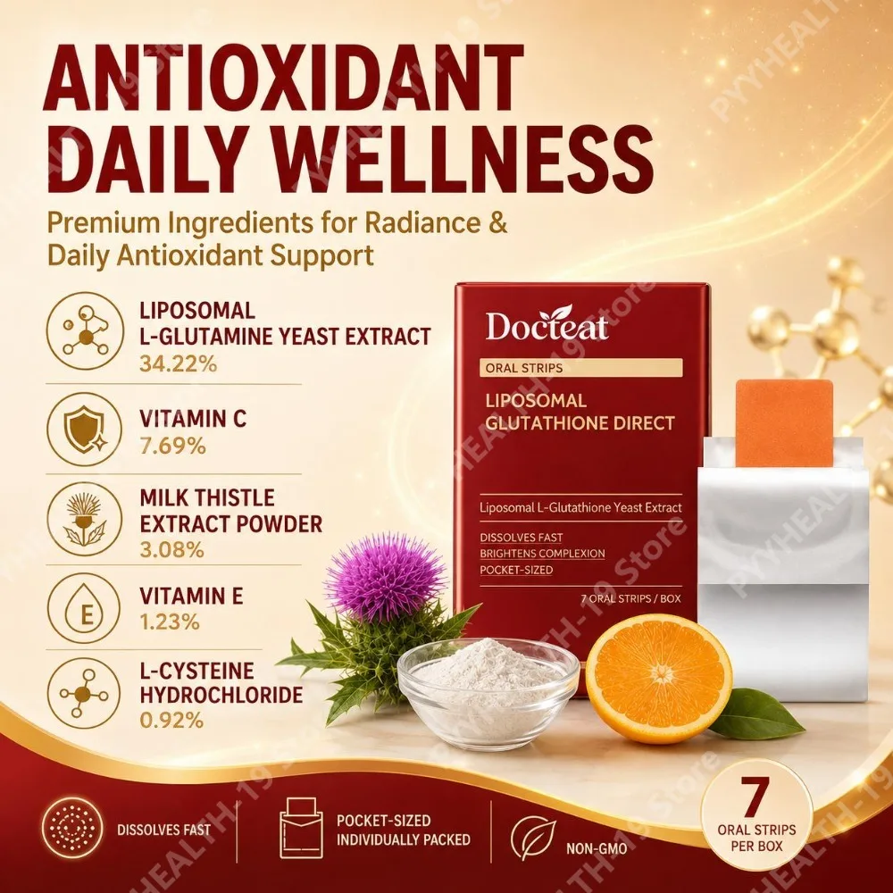 Docteat Liposomal Glutathione Oral Strips L-Glutathione Vitamin C Milk Thistle For Antioxidant Skin Brightening Adult 7 Count