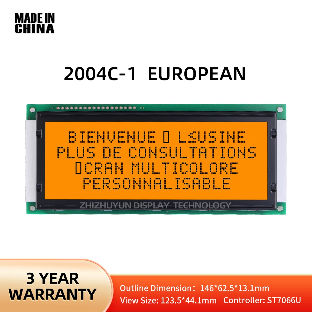 LCD 2004C-1 European Large Character Display Orange Color Character Module 5V Parallel Port Screen 20*4