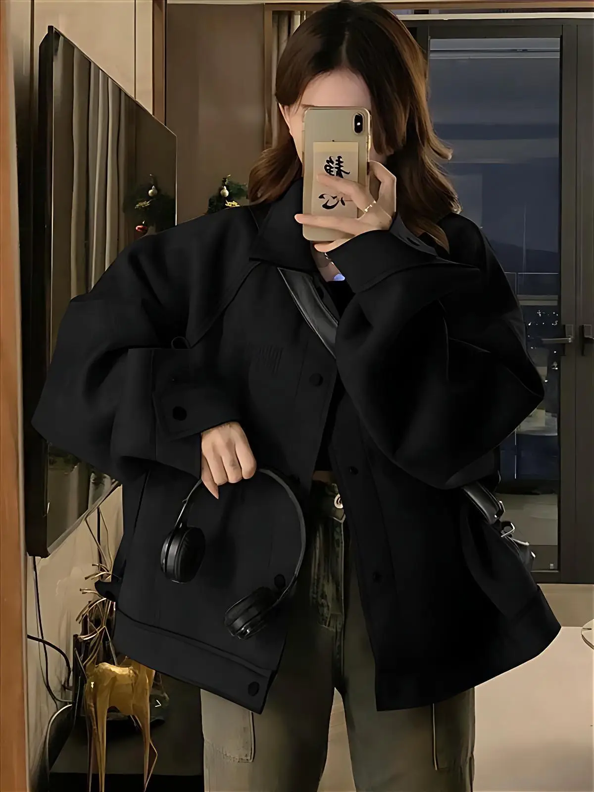 Bomber Jackets Womens Jacket Zipper Autumn Multi-Functional Multi-Pockets Patches Spliced Split Slouchy Baggy Loose-Fitting Wide