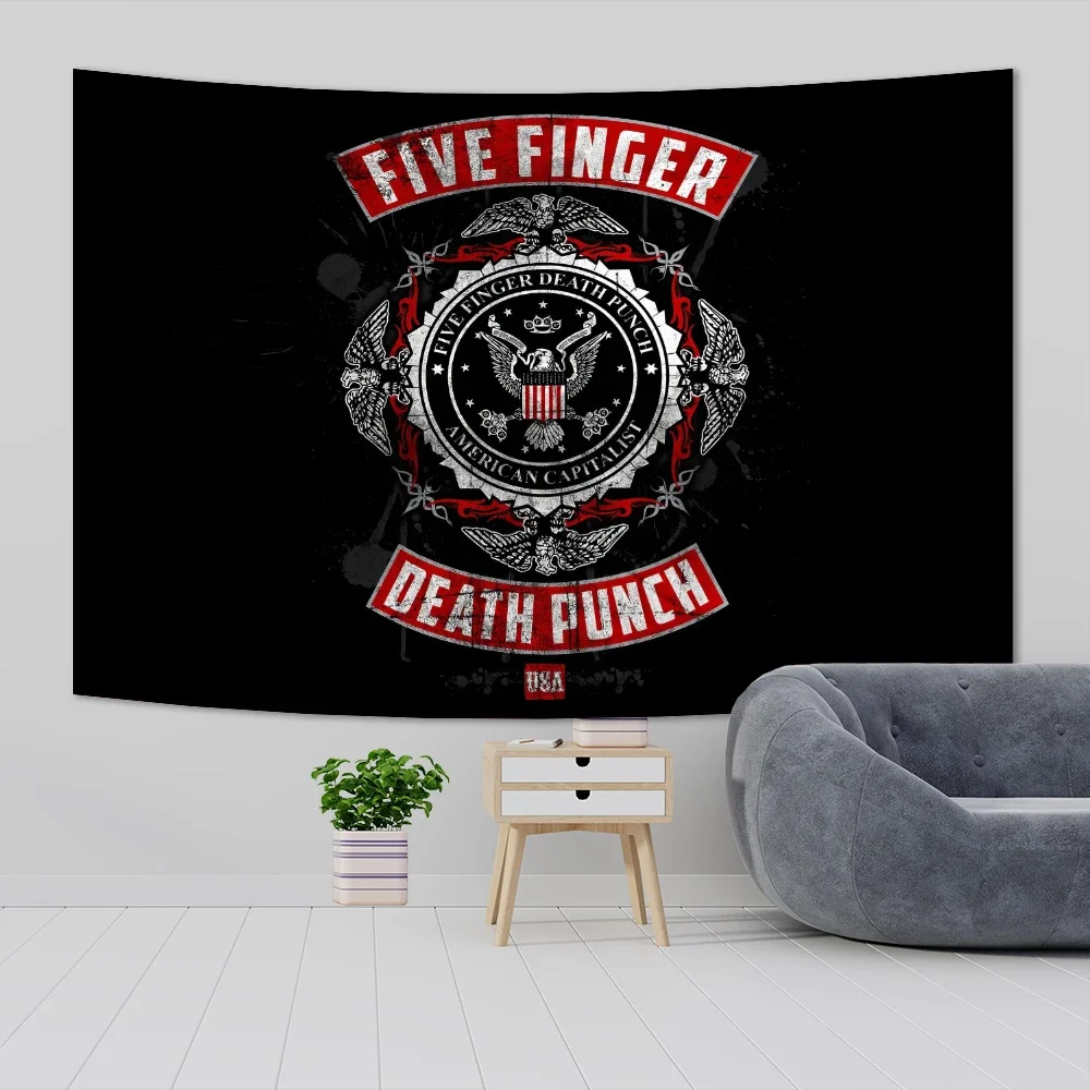 American Metal Rock Band F-Five Fingers Tapestry Death Punchs Home Decor Aesthetics Wall Hanging Dormitory Party Backdrop indien