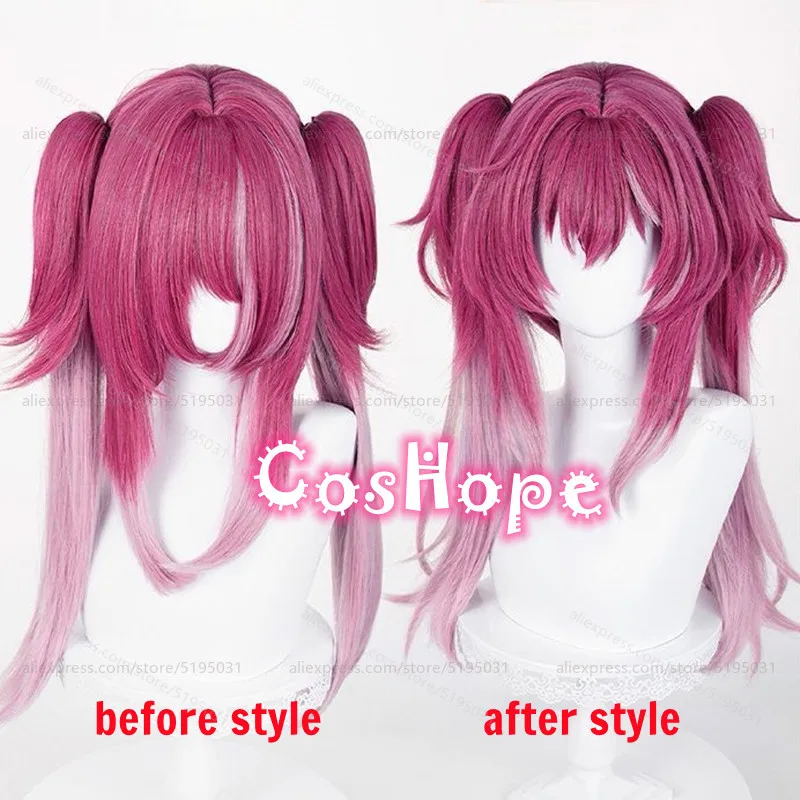 Lupa Cosplay Wig with Double Ponytails Rose Pink Gradient Wig Cosplay Anime Heat Resistant Synthetic Wigs for Halloween Costume
