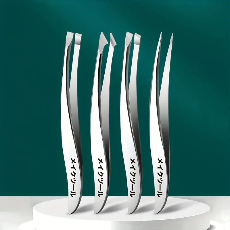 Precision Stainless Steel Tweezers for Eyebrow Hair Facial Hair Removal Splinter Blackhead Slant Ti